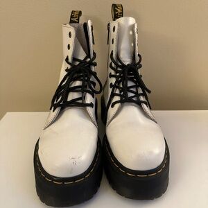 Dr. Martens White Combat Boots with Black Laces